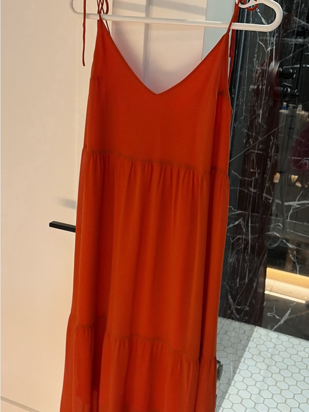Tiered Maxi Slip Dress in Burnt Orange